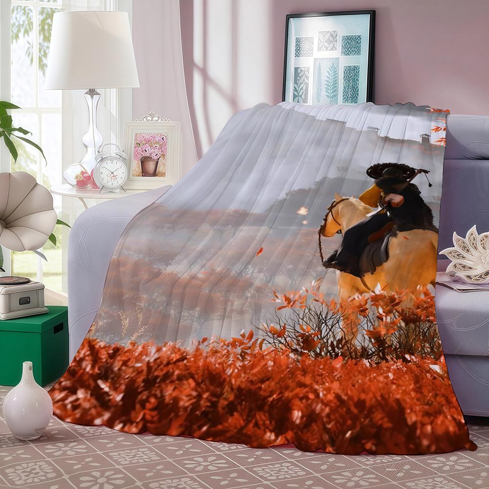 Game G Ghost of Tsushima Blanket Warm And Soft Suitable For Bedroom Living Room Sofa Bed Office Travel Camping