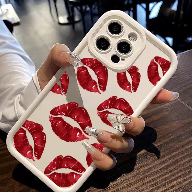 Soft Phone Case For Samsung Galaxy A16 A26 A36 A56 A55 A54 A53 S25 Ultra S24 FE S23 Plus S22 With Burning Red Lips Design Cover