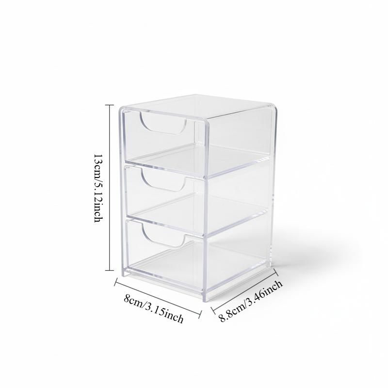 

Three Layer Transparent Drawer Storage Box Desktop Organizer For Jewelry Makeup Cosmetics Home Office Storage Supplies чистый