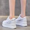 Fashion 6CM Women Shoes Chunky Sneakers Out Genuine Leather Casual White Wedge Shoes Autumn Platform Heel Pumps Mujer Bombas Breathable