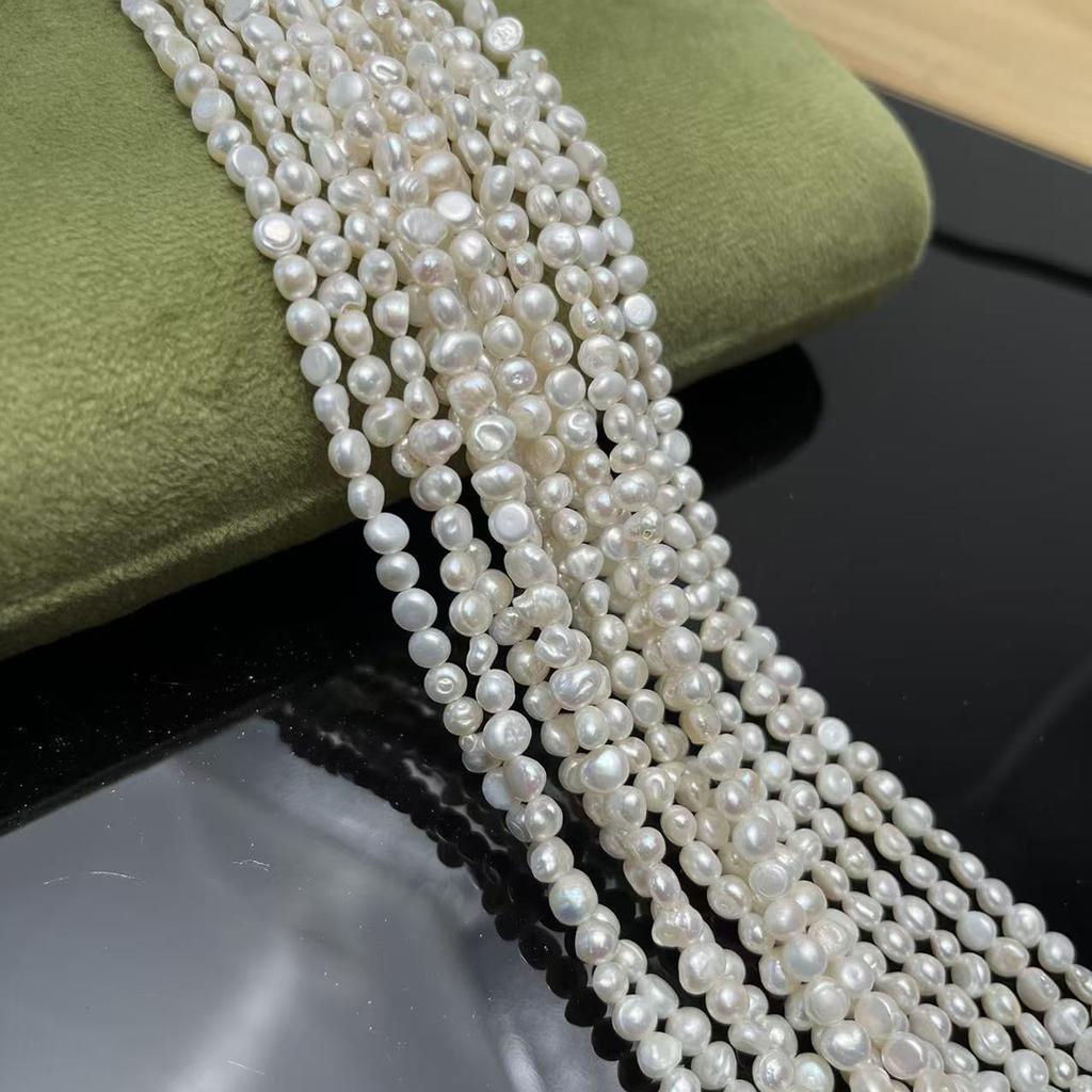 1String, White Natural Shell Mother of Pearl Beads, 4-5mm, Handmade Baroque Beads for Jewelry Making DIY Accessories, Valentines Day Gifts Bulk 36cm