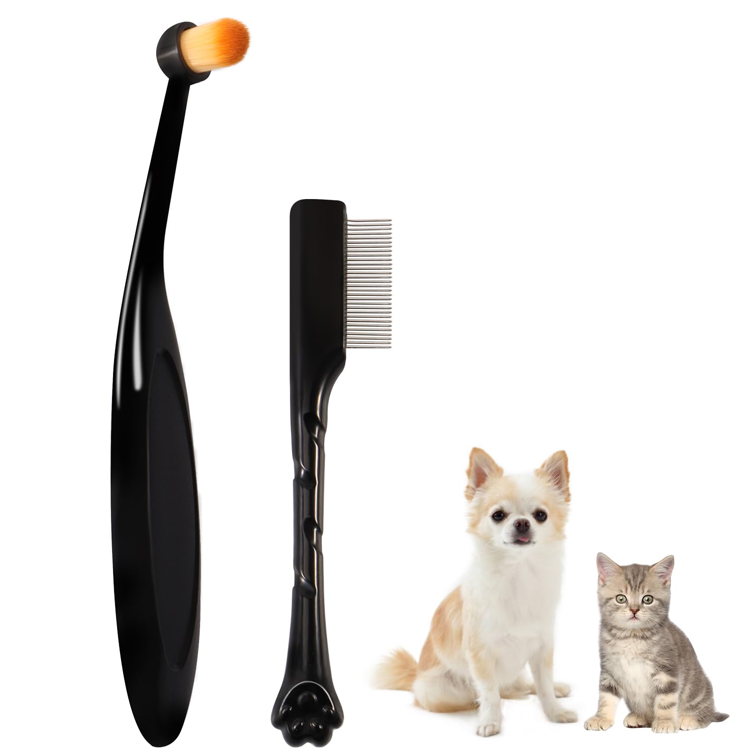 

Useekoo Tear Stain Removal Comb and Brush for Dogs and Grooming Set for Removing Eye Discharge and Tear Pet Comb for Eye for Dogs and Cats Cats,