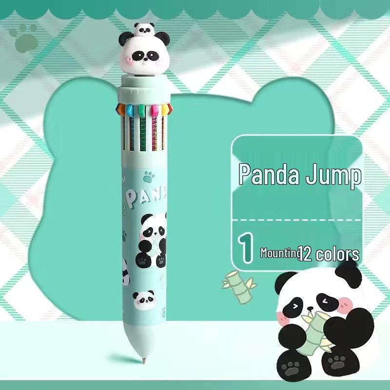 12-Color Push-Button Gel Pen Set - Multicolor Cartoon Ballpoint and Marker for Students