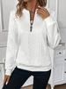 Cozy Textured Quarter Zip Pullover Sweatshirt - Soft, Long Sleeve, Casual Wear for Fall & Winter - Women's Comfort Clothing