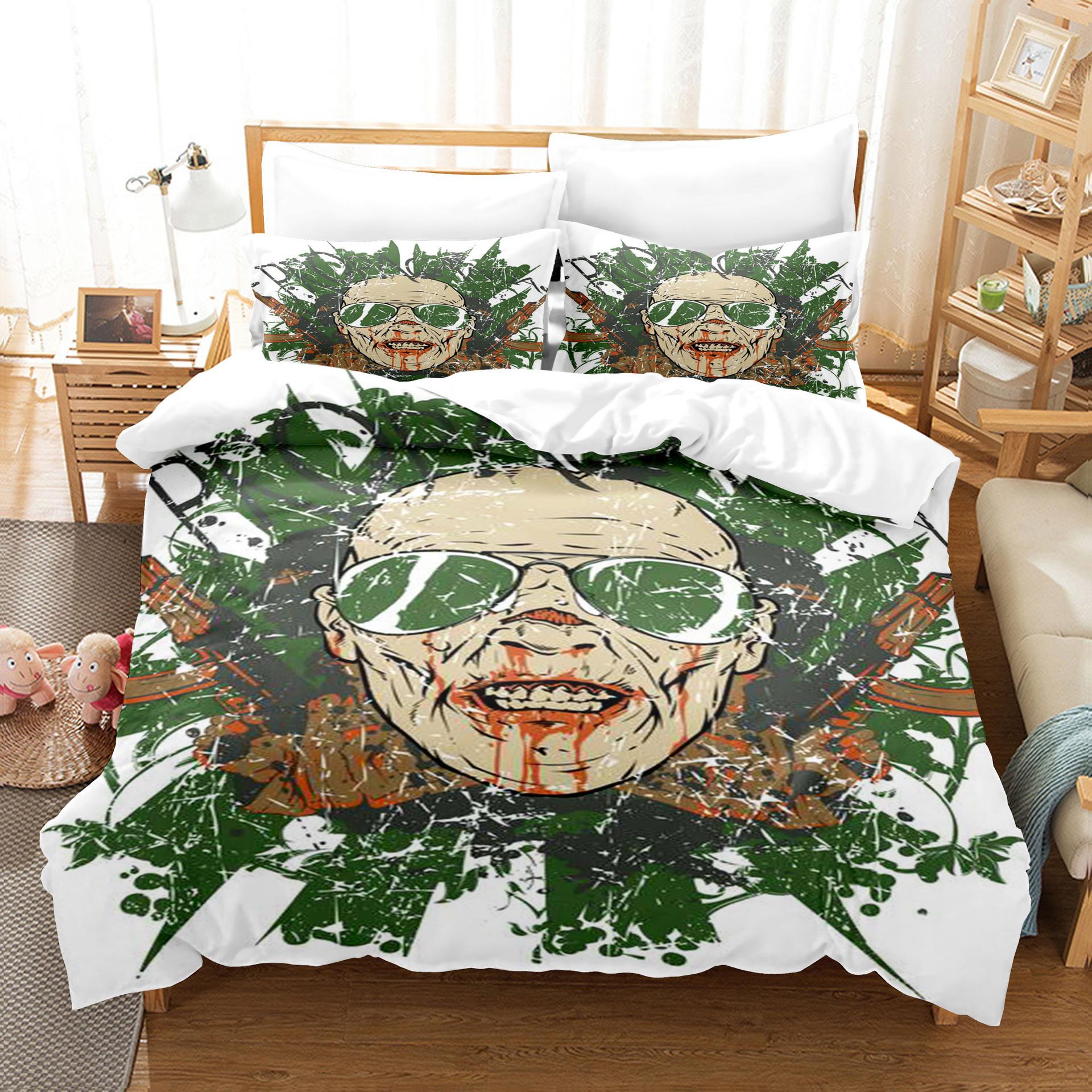 

Vintage Pop Goth Reaper Skull Punk Rock Bedding Digital Printing Polyester Cotton Three-Piece Set 135 * 200CM single cover
