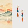 Artistic Retro Red Agate Water Drop Earrings - Chinese Ethnic Style for Women