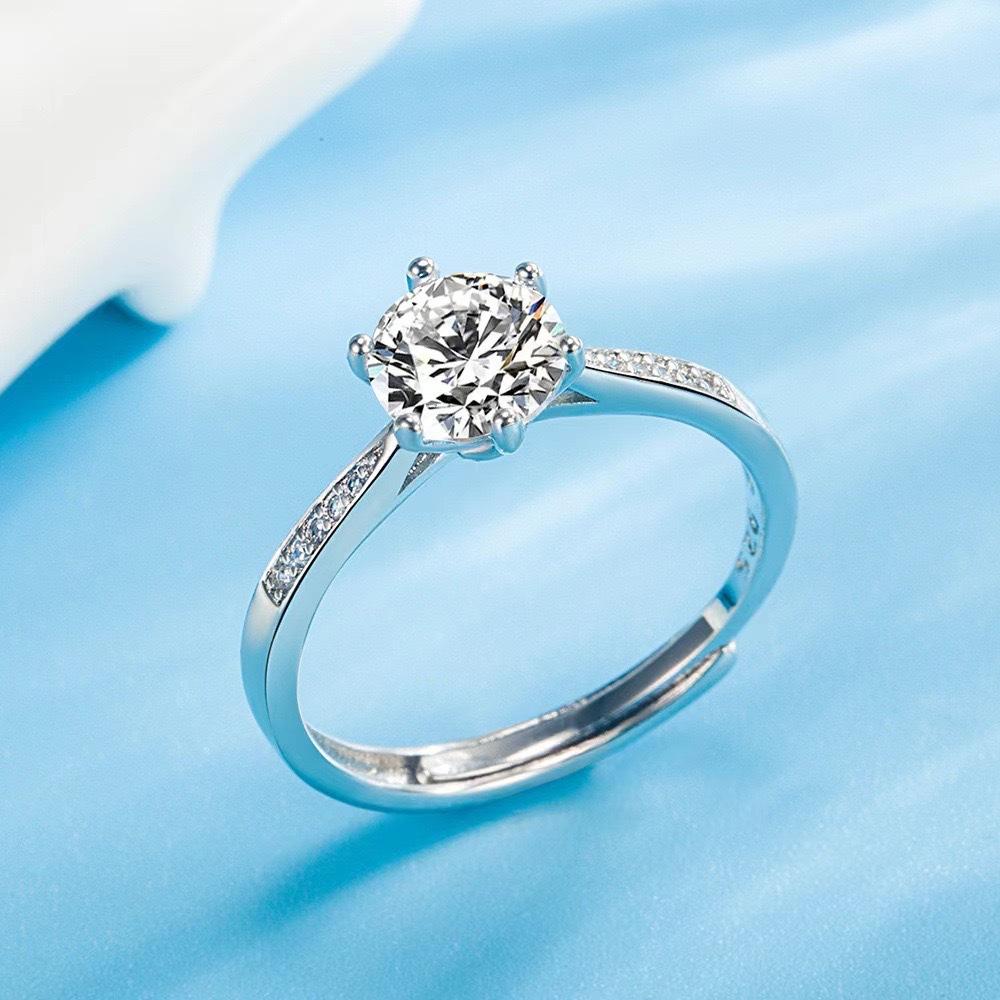 

Кольцо с имитацией муассанита 1 карат с шестью крапанами для женщин, простое кольцо-дорожка из циркония в стиле легкой роскоши, аксессуары