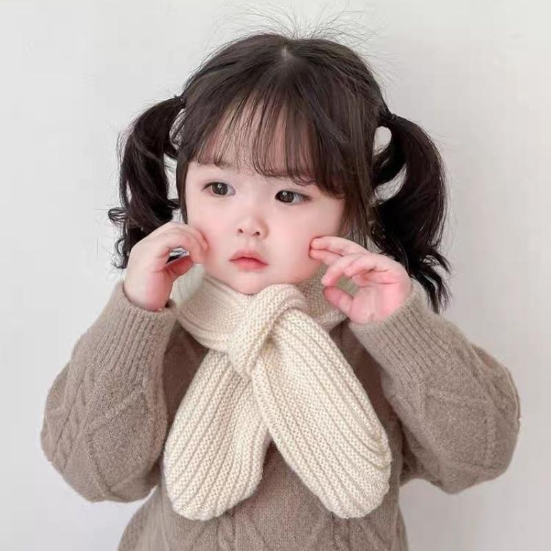Soft Knitted Kids Scarf Winter Warm Infant Toddler Neck Warm  Children Girl Boy Scarves Baby Bib Solid Color Neckerchief