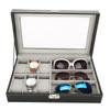 3 Fächer Brillen 6 Fächer Uhren Display Aufbewahrungsbox PU Leder Schmuck Organizer Koffer