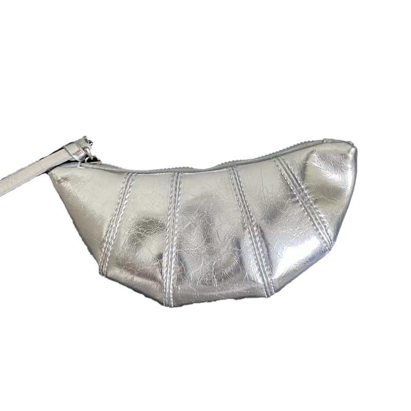 Summer Horn Bag Women's New Fashion Design Sense Niche Silver Shoulder Messenger Bag Dumpling Bag