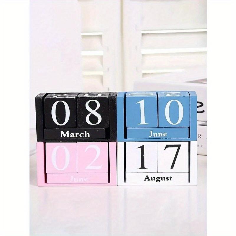 1pc Wooden Perpetual Calendar - Elegant Wooden Block Calendar With Daily Date Display, Suitable For Office, Study, Shop, Bar