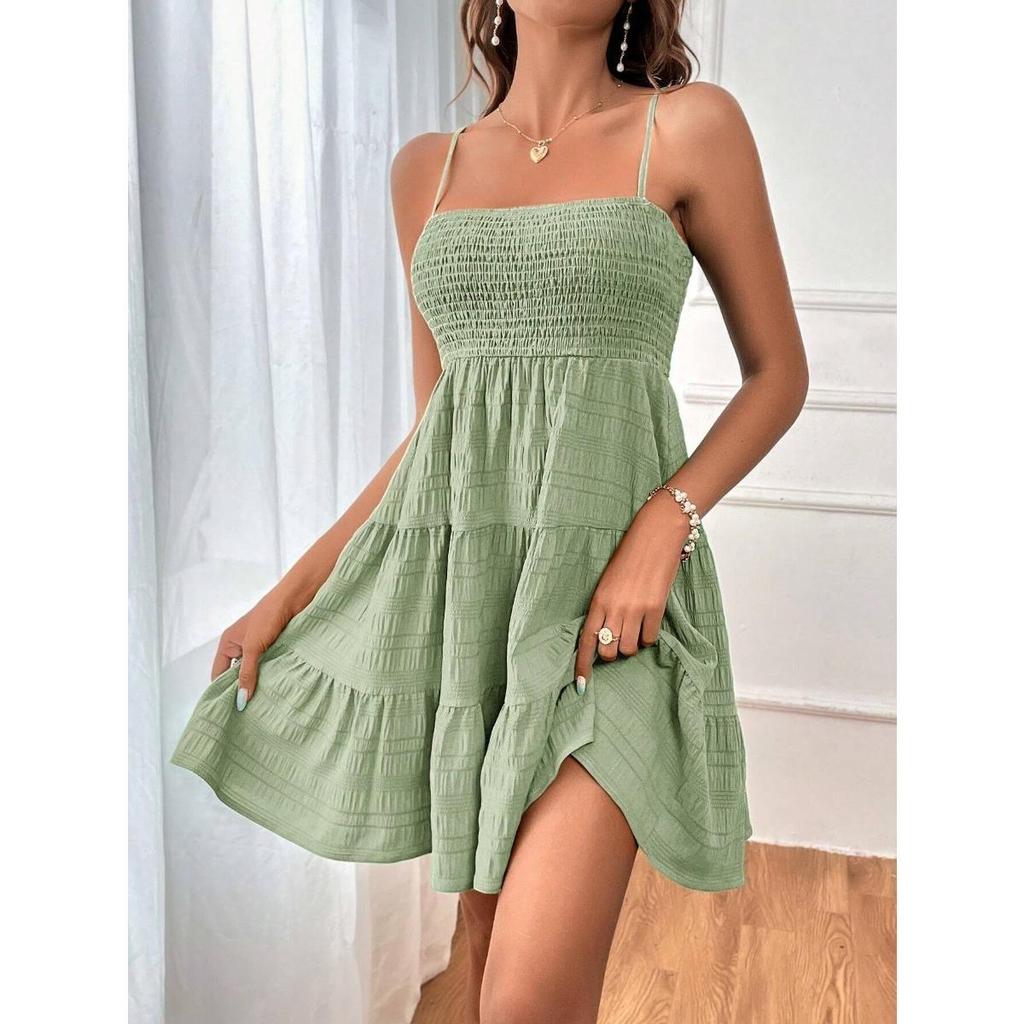 Women's Clothing, Summer New Styles, One Cut Collar, Slim Camisole, Solid Color, Versatile, Dress