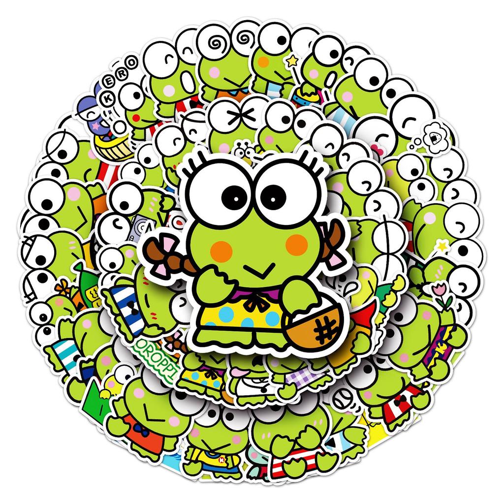 53 Sanrio Keroppi Cartoon Sticker Set for Suitcases, Laptops, and Phones
