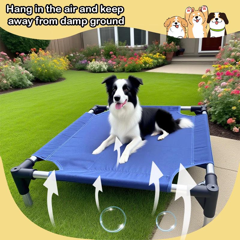 

Sturdy Stainless Steel Elevated Pet Bed for Dogs & Cats - Washable, Four-Season Use Small синий