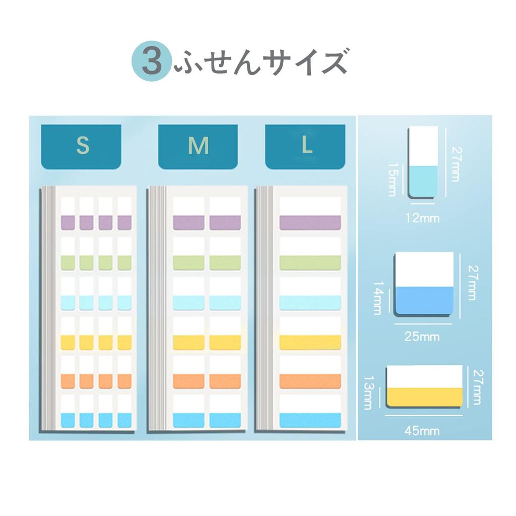 WIICOYK Sticky Index Strong Easily Office Fun Convenient Notes, Stickers, Film, Slim, Transparent, Writable, Adhesive, Removable, Cute, Multicolor,