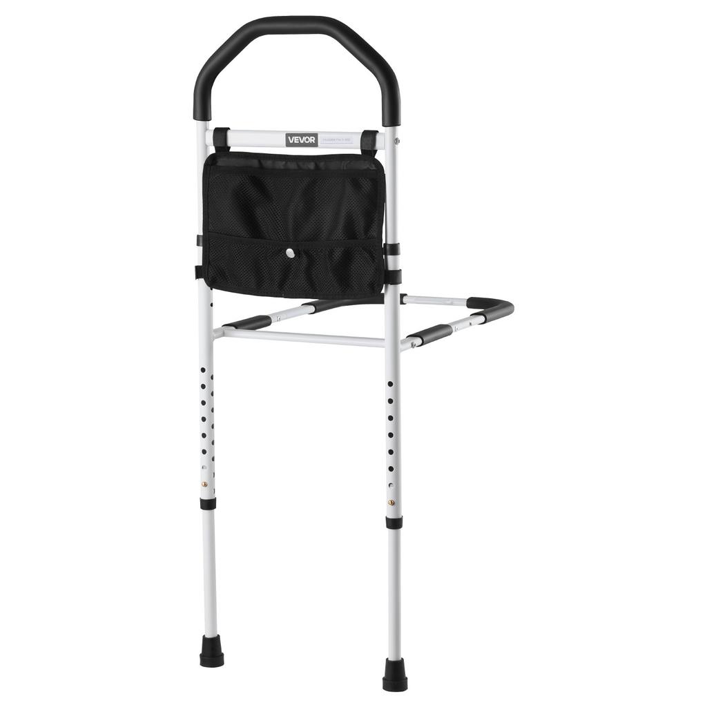 VEVOR Bed Rail for Elderly, Bedside Assist Rails with Supporting Leg and PU Handrail, Adjustable Height Carbon Steel Pipe Bedside Cane
