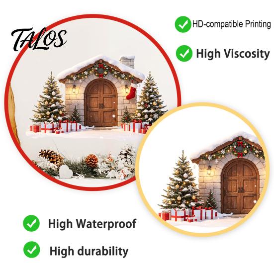 Holiday Party Supplies Snow House Wall Sticker for Christmas, Waterproof Stone Winter Decoration Decal, Removable Mural Living Room Bedroom Decals