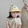 Sweet Quick-dry Korean Style Cap Shading Hat Embroidery Summer Sunhat Dinosaur Puppy Children's Bucket Hat Girls