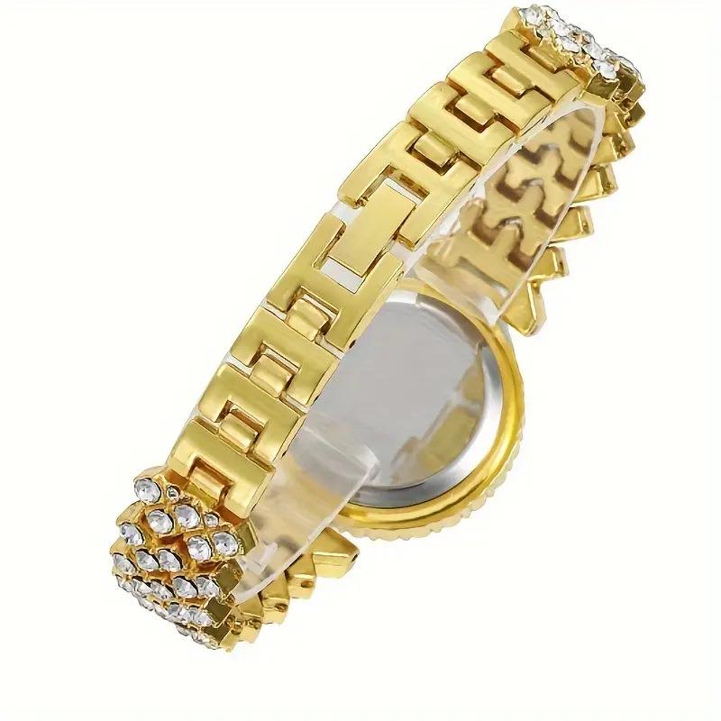 Dambraceletklocka i legering över gränserna med diamantaccenter - Trendig, High-End Kvartsdesign