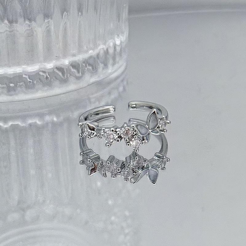 Full Of Diamonds, Zircon, Small And Exquisite Open Ring, Niche Design, Index Finger Ring, Simple Light Luxury, High-End Simple Accessories