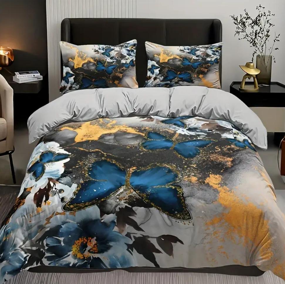 Three-Piece Butterfly Digital Printing Quilt Cover Bedding Home Textile