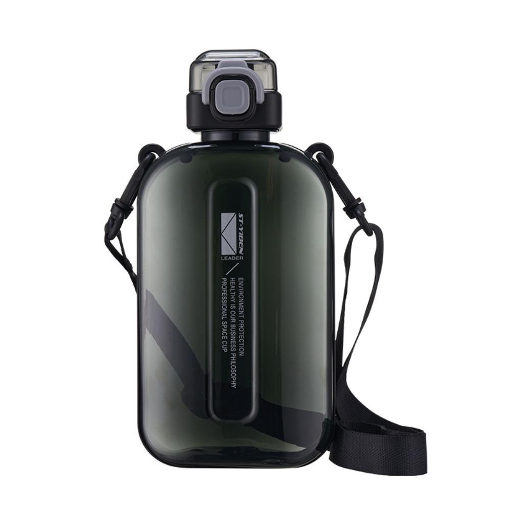 Flat Square Sport Water Bottle Large Capacity Outdoor Drinking Bottle Travel Cup Kettle Outdoor чёрный