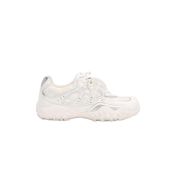Cowhide Version~ Su Yinyin's Same Crescent Sole Thick Sole Inner Heightening Lace Pearl Casual Moral Training Shoes Women's Forrest Gump Shoes