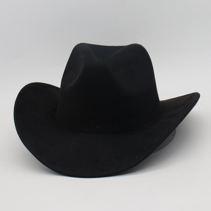 Top Hat New Amazon Hot-Selling Western Denim Curled Brim Concave Convex Top Retro Riding Hat Men'S And Women'S Woolen Felt Hat