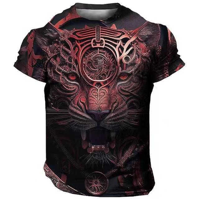 Domineering Lion 3D Print T-Shirts Summer Casual Pattern Top Harajuku Short Sleeve Oversized Streetwear Men's T-shirts