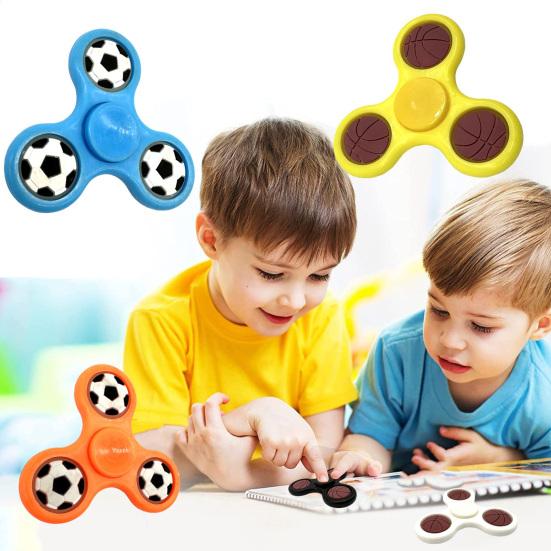 3Pcs Fingertip Spinner Pocket-sized Basketball/Football Colorful Plastic Gyro Smooth Rotation Stress Relief Sensory Toy Hand Fidget Spinning Top