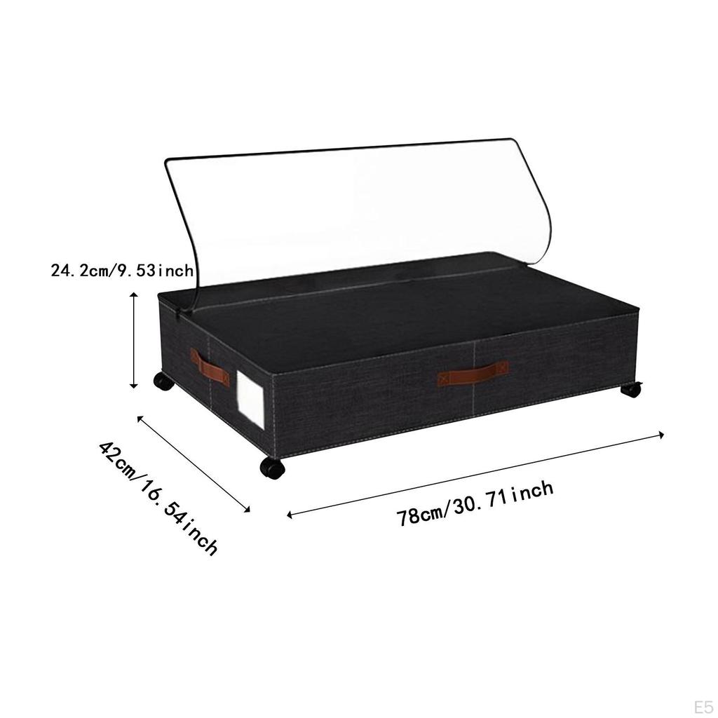 Aufbewahrungsbox unter dem Bett Praktisch mit Deckel Groß für Buch Schuhe Decke schwarz 1 Stück