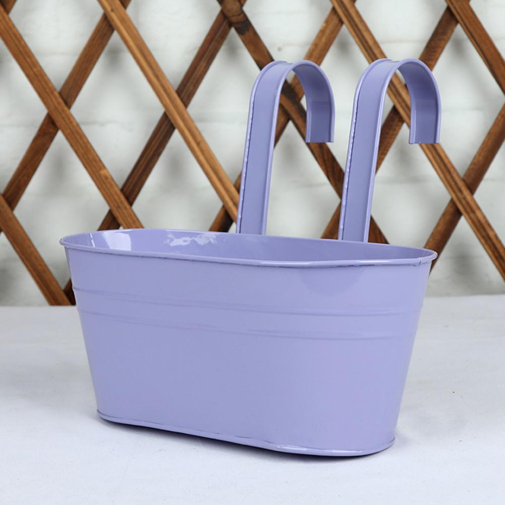 Metal Hanging Planter Window Flower Plant Holder with Drain Holes Removable Dual Hooks Flower Pot for Balcony Railing Fence