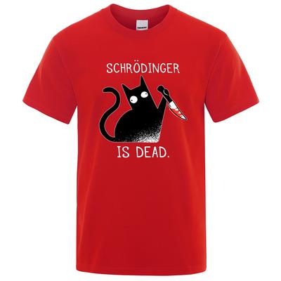 Schrödinger ist tot, schwarze Katze, modisches, weiches T-Shirt für Herren, hochwertige T-Shirts, übergroße T-Shirts aus Baumwolle, kurzärmelige Street-Tops