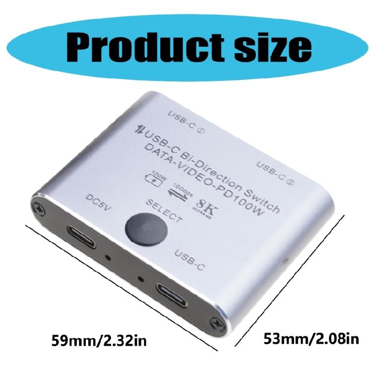 8K USB C KVM Switcher BiDirectional USB C Switcher for 2PC Easy 1 Key Switching 2 In 1Out & 2 in 1Out 3440x1440