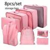 8pcs/set Travel Storage Set, Travel Storage Bag, Travel Clothing Classification Storage Bag