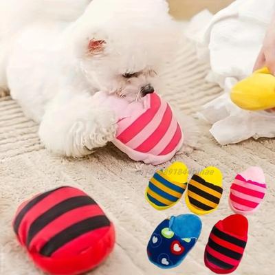 Jucării de mestecat pentru căței cu scârțâitoare pentru câini mici Bulldog Francez Shiba Inu Papuci amuzanți de pluș Articole pentru animale de companie Jucărie pentru curățarea dinților