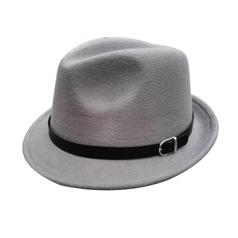 Yuhong Bowler Derby Wool Felt Fedora Hat Short Brim Jazz Hat With Belt