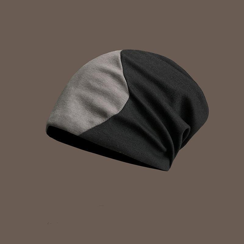 

Черно-белая шапка с ворсом, подходящая по цвету, детская, осенне-зимняя, уличная, нишевая, ленивый ветер, интернет-знаменитость, мода, вязаный головной убор, пара M（56-58cm） серый