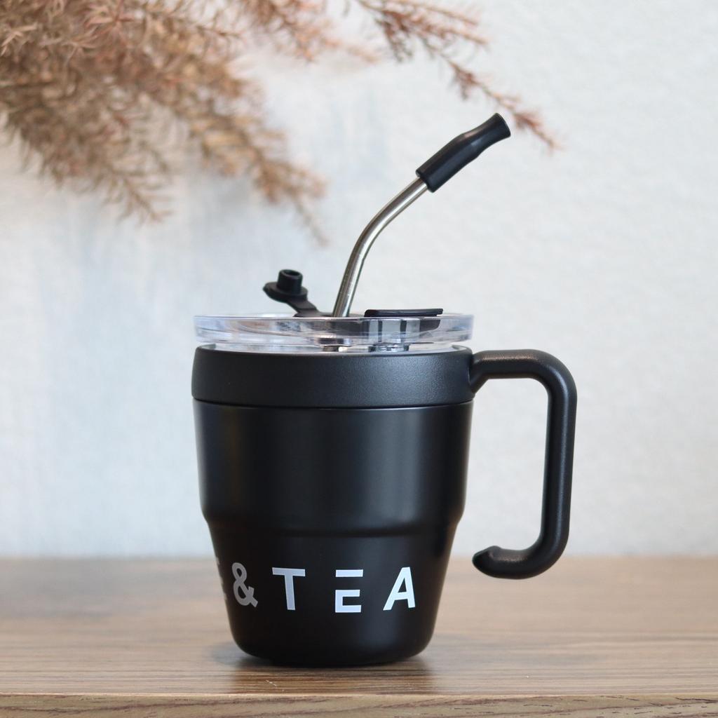 480ml 304 Stainless Steel Mug with Straw Lid Japanese Tea Cup Double Layer Coffee Cup Milk Cup Thermos Mug Outdoor Bottle