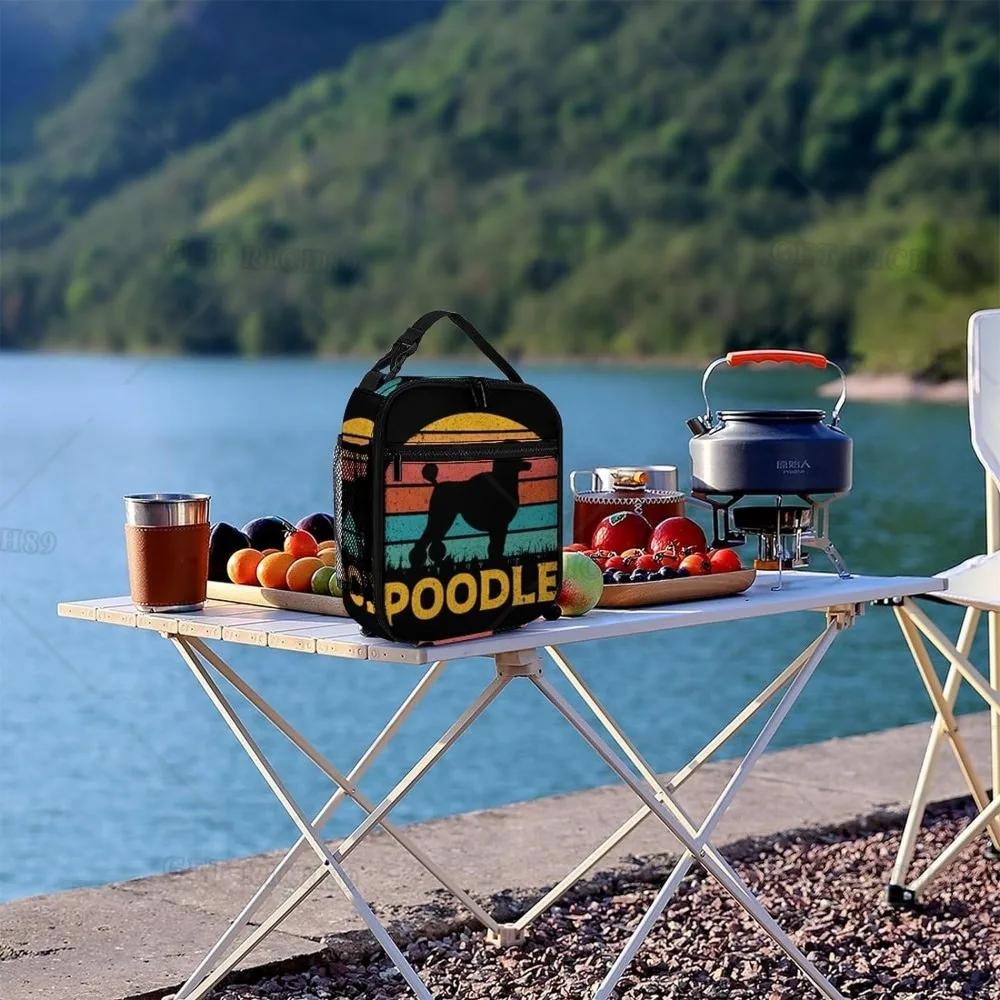 Poodle Dog Print Rectangular Lunch Bag Insulated Portable Lunch Box Tote Bags For Adults Men Women Travel Picnic Office Gifts