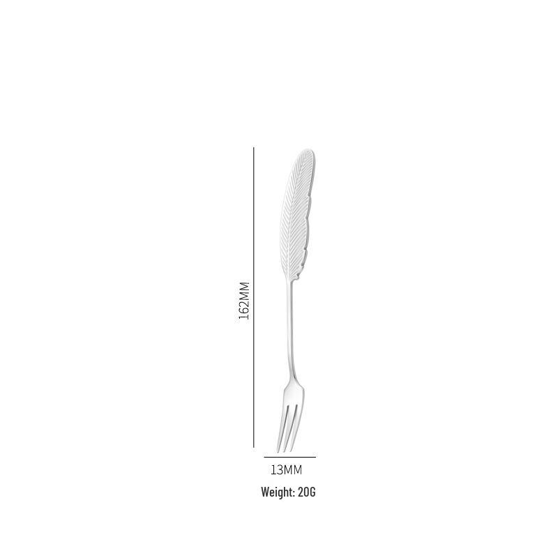 304 Stainless Steel Feather Spoon & Fork Set: Creative Wing Design for Kids, Coffee, and Parties