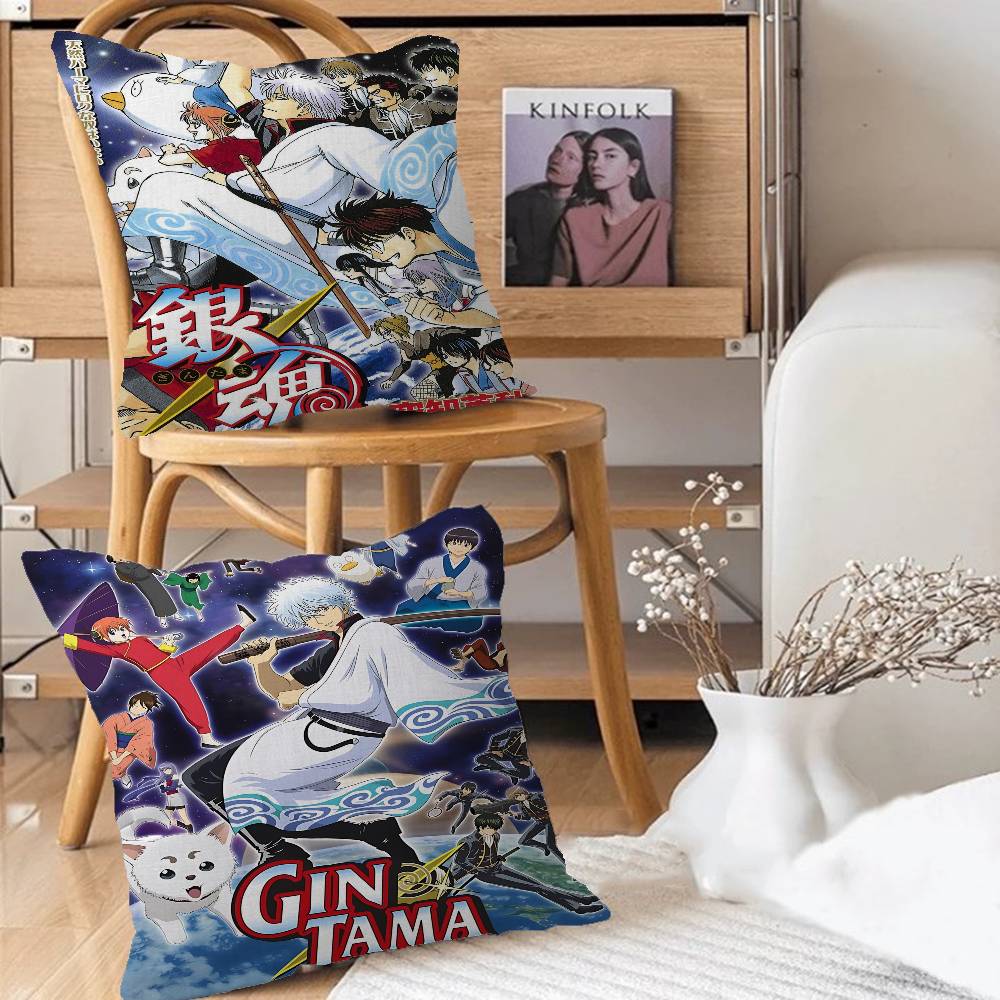 Classic funny Japanese anime GINTAMA Cushion Cover Inches Farmhouse Decor Home Throw Pillow Covers for Couch Decorations