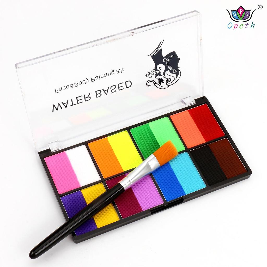8-Color Water-Based Face and Body Paint Palette for Halloween and Stage Makeup