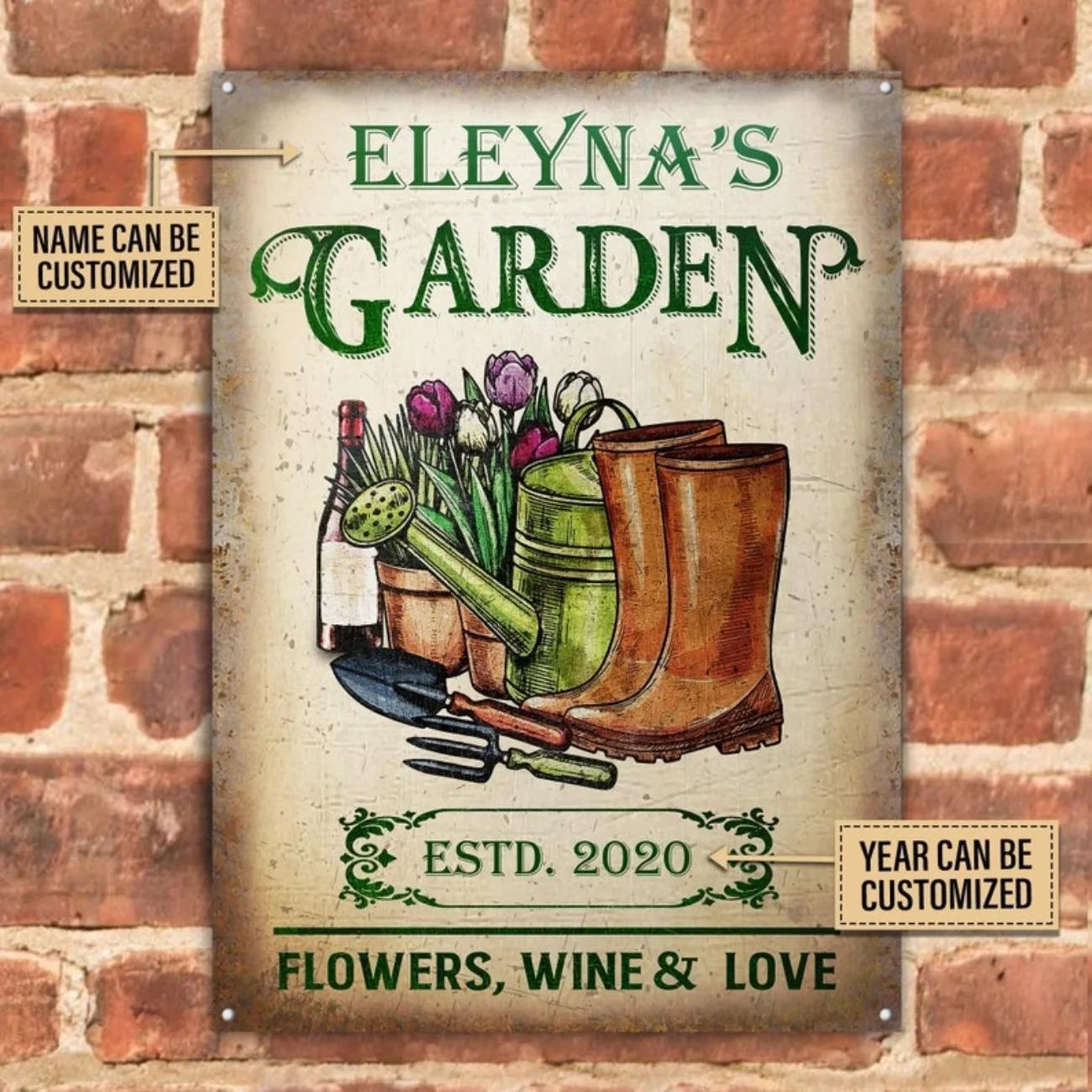 

Vintage Garden Fresh Produce Metal Sign, Flowers Love Decor, Personalized Smiles Grow Love Art, Gardening Wall Art білий