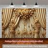 2D Flat Printing Party Backdrop Luxurious Gold Floral Curtain Scene