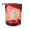Spooky Pumpkin Party Cups Halloween Ghost Glass Cup, Colorful Gradient Aesthetic Tumbler with Decorative Holiday Drinkware Skull Print, Drinkware,