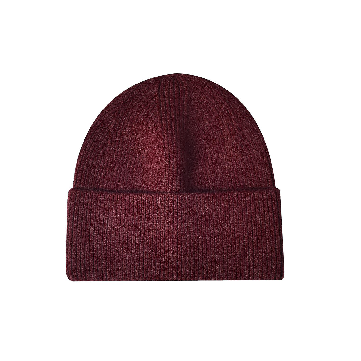 Unisex Slouchy Knit Skull Cap Warm Winter Beanie Hat Cuffed Common Outdoor винный