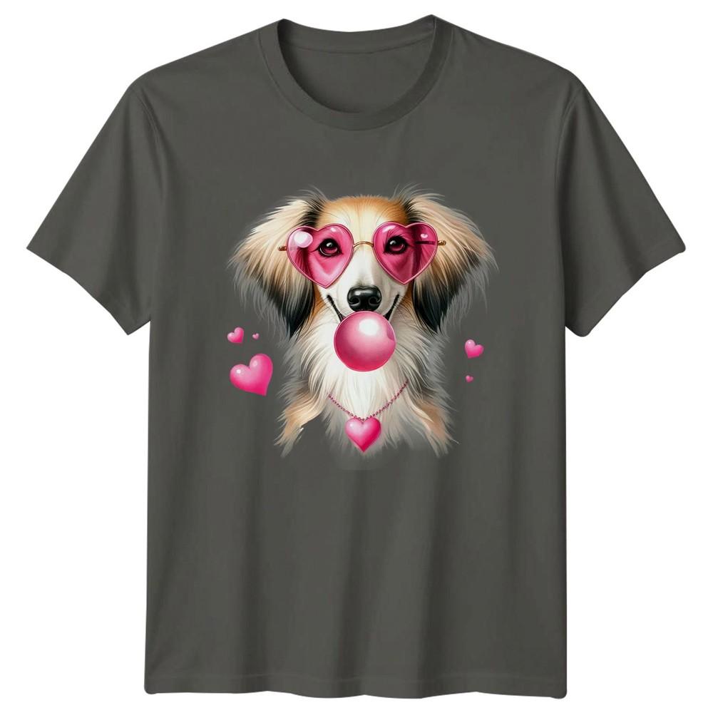 Dog Heart Sunglasses Bubblegum Valentines Day Holidays Unisexs Unisexs Graphic Tee S