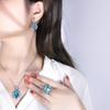 Jewelry Copper Bottom Gold-Plated Simulation Aquamarine Set Denier Birthday Gift Main Stone 13 * 18 8 * 12