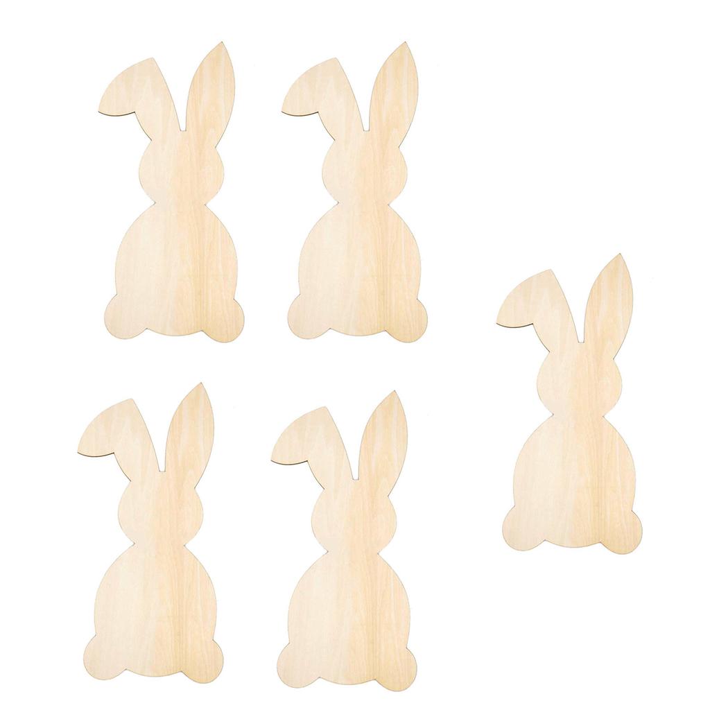 5PCS Rabbits Eggs Shaped Wood Slices Unfinished Wood Slices Wood Cutouts for Home Decoration Painting Art Craft